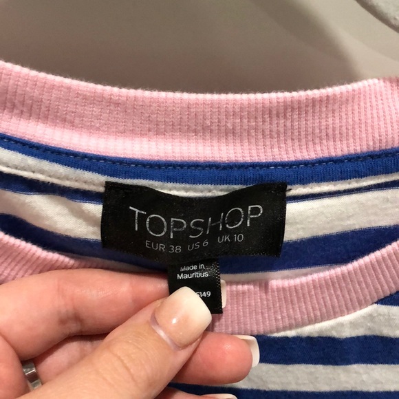 Topshop Blue and White Striped Tee - Picture 2 of 3